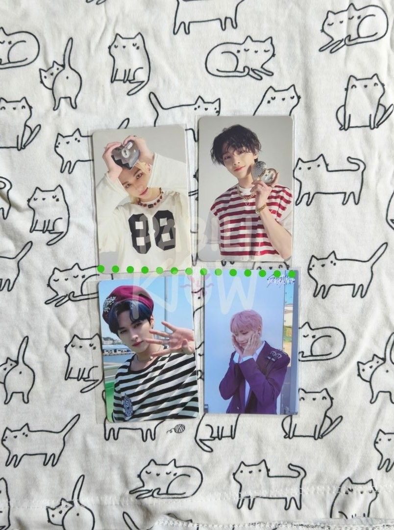 Stray Kids K-pop Photocards Official Collection (Category: K-Wave Merchandise) located in Bocaue. Submitted by pabiliknow (Listing ID 1467323849, Image 2). Description: PRICES (negotiable) 🧡 300 💙 400 💛 320 💚 530 - SOLD PER SET - Official Stray Kids member photocards (Lee Know, Hyunjin, Changbin, I.N) and pre-order benefits pob - Assorted from various eras.