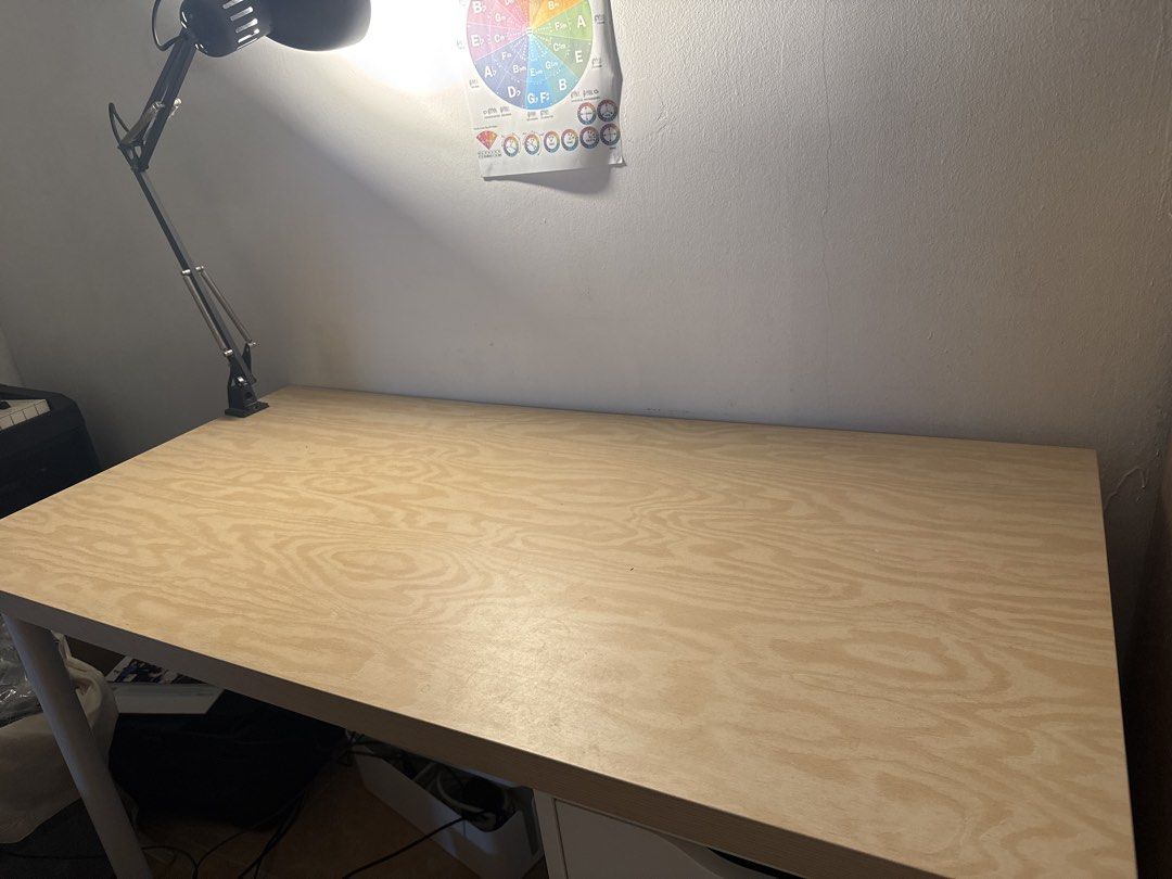 Study table (Category: Tables & Sets) located in Singapore. Submitted by khall (Listing ID 1467280090, Image 1). Description: - Spacious workstation - Includes a white 5-drawer - Ready for self-pickup (arrange own delivery) Table top: Width - 61cm Length - 120cm Height - 74cm 5 drawers Drawer dimensions: Length - 30cm Width - 52cm.