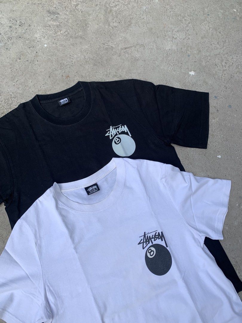 Stussy 8 Ball Tees (As Pack and Free Shipping) (Category: Tshirts & Polo Shirts ) located in Leyte. Submitted by naaath (Listing ID 1467170532, Image 3). Description: Stussy 8 Ball Tee ( Black ) Size: Medium Width: 20.5 inches Length: 28 inches Condition: Good Condition Color rate: 9/10 Issue: Minimal hairline on print Stussy 8 Ball Tee ( White ) Size: Medium Width: 20 inches Length: 28 inches Condition: Good Condition Color rate: 9/10 Issue: Rep
