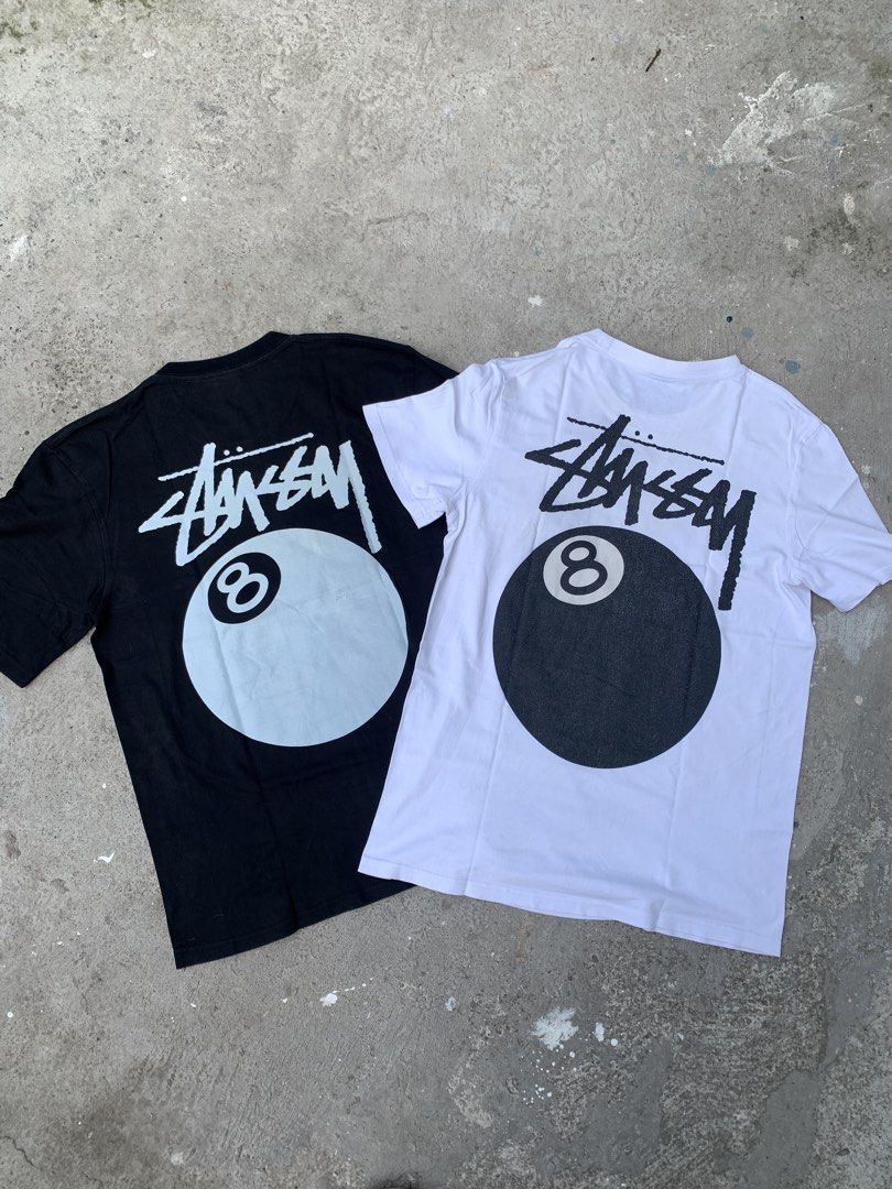 Stussy 8 Ball Tees (As Pack and Free Shipping) (Category: Tshirts & Polo Shirts ) located in Leyte. Submitted by naaath (Listing ID 1467170532, Image 2). Description: Stussy 8 Ball Tee ( Black ) Size: Medium Width: 20.5 inches Length: 28 inches Condition: Good Condition Color rate: 9/10 Issue: Minimal hairline on print Stussy 8 Ball Tee ( White ) Size: Medium Width: 20 inches Length: 28 inches Condition: Good Condition Color rate: 9/10 Issue: Rep