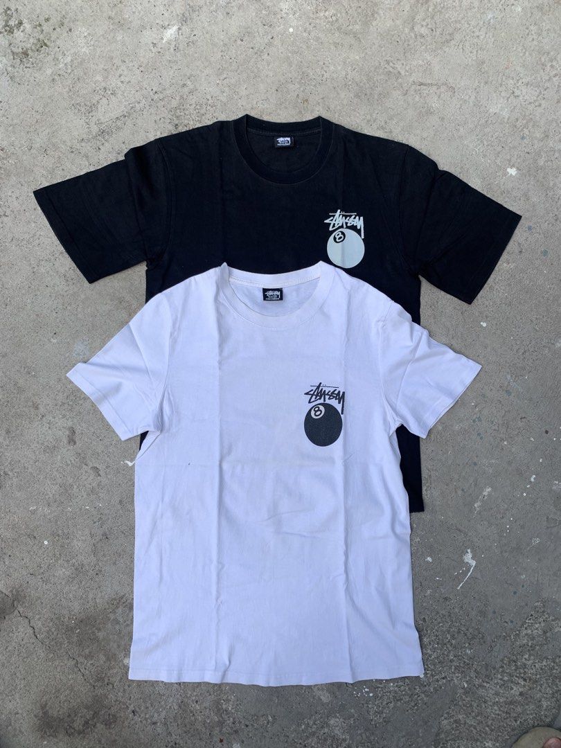 Stussy 8 Ball Tees (As Pack and Free Shipping) (Category: Tshirts & Polo Shirts ) located in Leyte. Submitted by naaath (Listing ID 1467170532, Image 1). Description: Stussy 8 Ball Tee ( Black ) Size: Medium Width: 20.5 inches Length: 28 inches Condition: Good Condition Color rate: 9/10 Issue: Minimal hairline on print Stussy 8 Ball Tee ( White ) Size: Medium Width: 20 inches Length: 28 inches Condition: Good Condition Color rate: 9/10 Issue: Rep