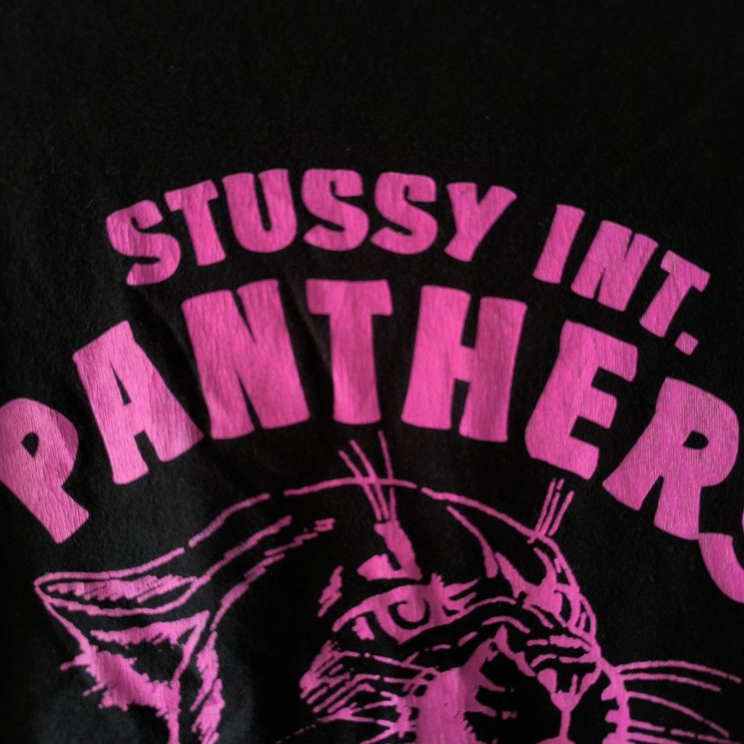Stussy " BLACK PANTHERS " (Category: Tshirts & Polo Shirts ) located in Sindangan. Submitted by waterbop (Listing ID 1467337521, Image 3). Description: 850 + SF excellent condition issue ( hairlines, restitched sleeve see pics ) color rate 10/10 pit to pit: 23" length: 30" LOC ZAMBOANGA.