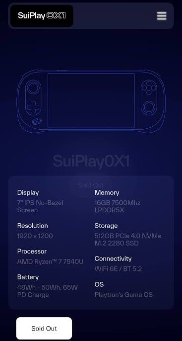 SuiPlay0X1 Handheld Gaming Console (Category: PlayStation) located in Quezon City. Submitted by iphone12promaxxx (Listing ID 1467219824, Image 2). Description: 🔥 THE ULTIMATE STEAM DECK RIVAL – COMPLETELY SOLD OUT WORLDWIDE! 🔥 Looking for the rarest and most powerful handheld gaming console on the market? Up for grabs is the highly sought-after SuiPlay0X1, the world’s first native Web3 + traditional PC hybrid handheld console. Co-developed by M