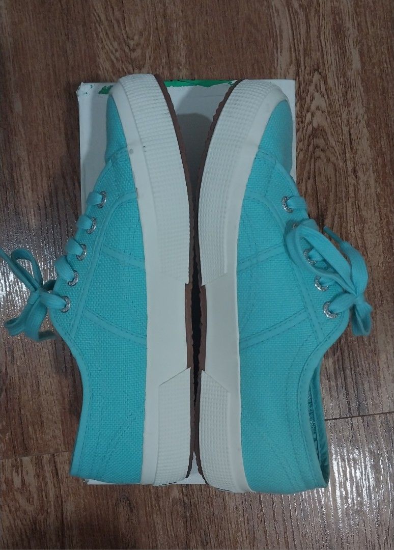 Superga Classic Turquoise (Category: Sneakers) located in Manila. Submitted by muzmith (Listing ID 1467327290, Image 3). Description: Superga Azure Turquoise 2750-Cotu Classic Size US 7.5 W/ EUR 38 / 25cm (US and EUR sizes based on box, cm size based in person) Super cute turquoise/cyan shoes (pictures appear blue but it is more vibrant in person). Only used once. With orig box. RFS: Bought for the color but the shoe is a bit too big for me becau
