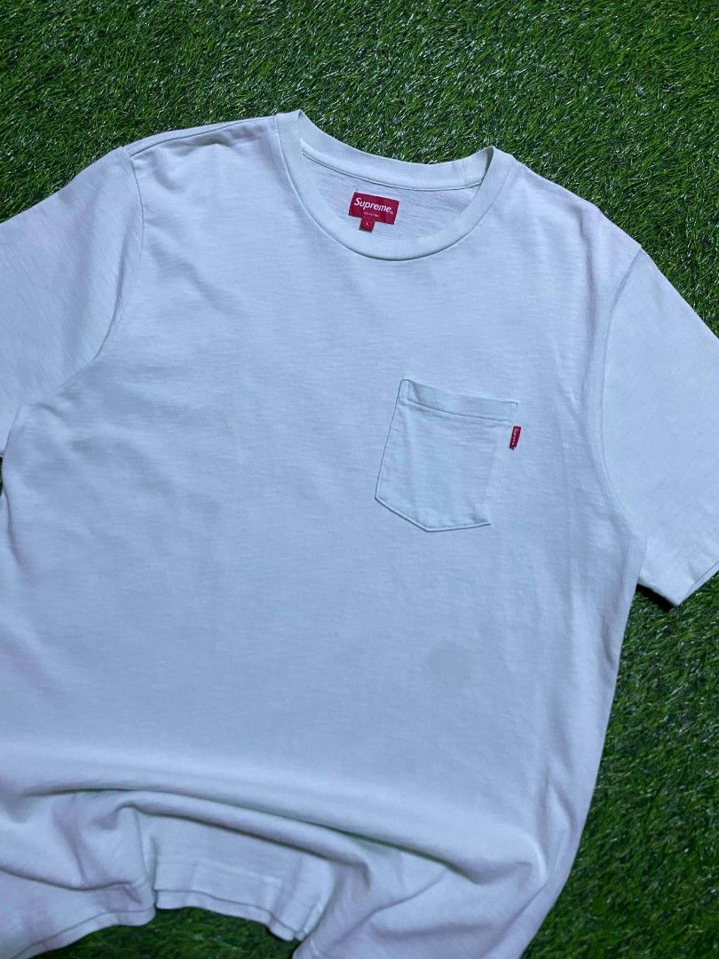 Supreme Pocket Tee Light Green Size L (Category: Tshirts & Polo Shirts ) located in Manila. Submitted by franzenbal30332 (Listing ID 1467335240, Image 3). Description: SUPREME SIZE L TO XL WIDTH - 22 LENGTH - 31 COLOR RATE 9.5 EXCELLENT CONDI NO ISSUE.