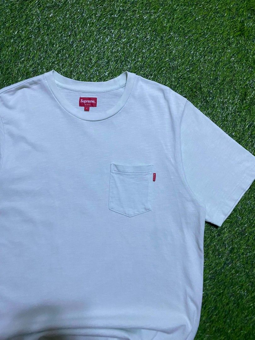 Supreme Pocket Tee Light Green Size L (Category: Tshirts & Polo Shirts ) located in Manila. Submitted by franzenbal30332 (Listing ID 1467335240, Image 2). Description: SUPREME SIZE L TO XL WIDTH - 22 LENGTH - 31 COLOR RATE 9.5 EXCELLENT CONDI NO ISSUE.