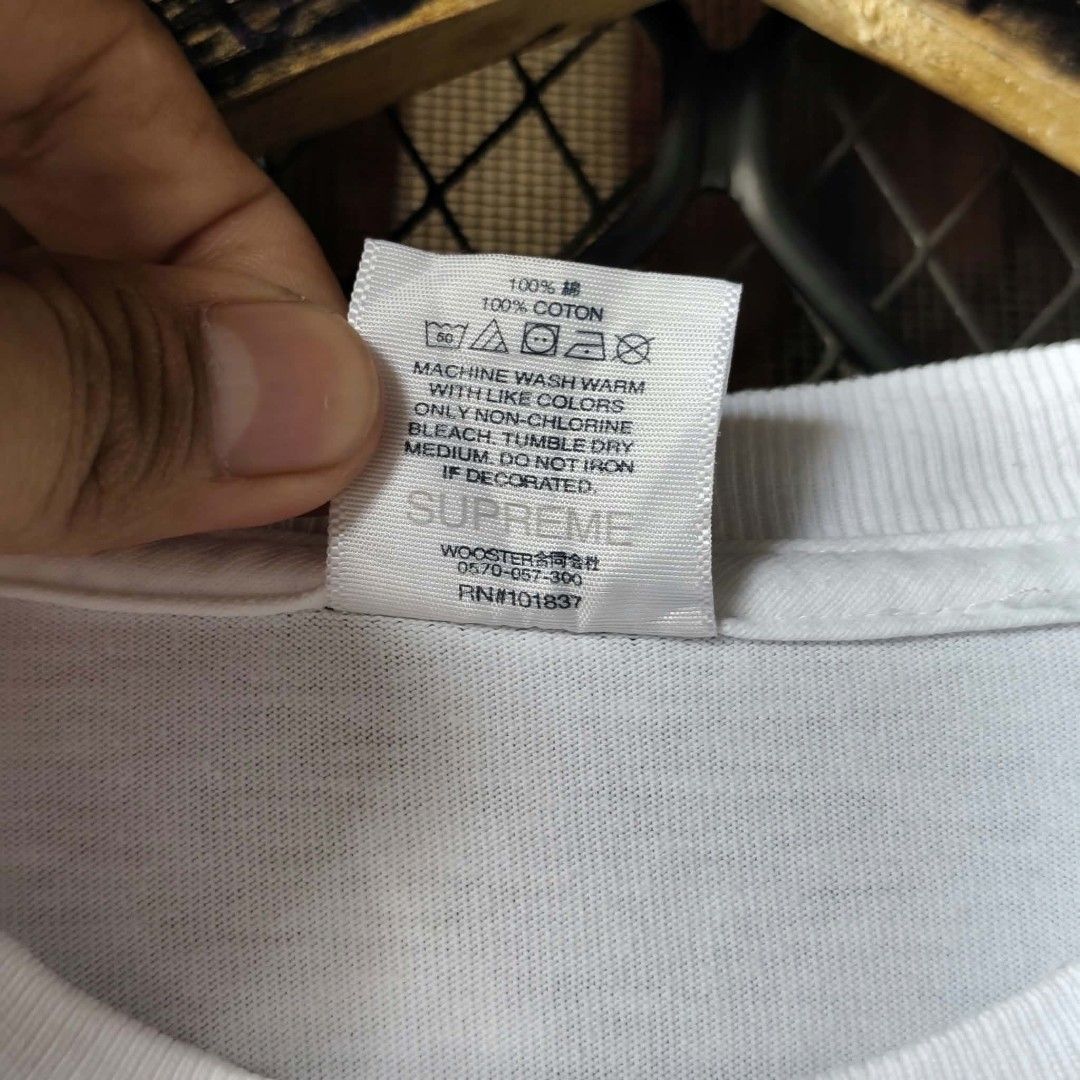 Supreme x Burberry Box Logo White Tee Size S (Category: Tshirts & Polo Shirts ) located in Manila. Submitted by usedbyyatss09 (Listing ID 1467186808, Image 3). Description: - Brand: Supreme x Burberry - Color: Crisp White - Size: Small (Regular Fit) 20x27 - Material: 100% Pre-shrunk cotton (Made in U.S.A.) - Design: Iconic nova check box logo graphic on chest - Details: Double-stitched hems, clean neck tag, and proper care label attached.