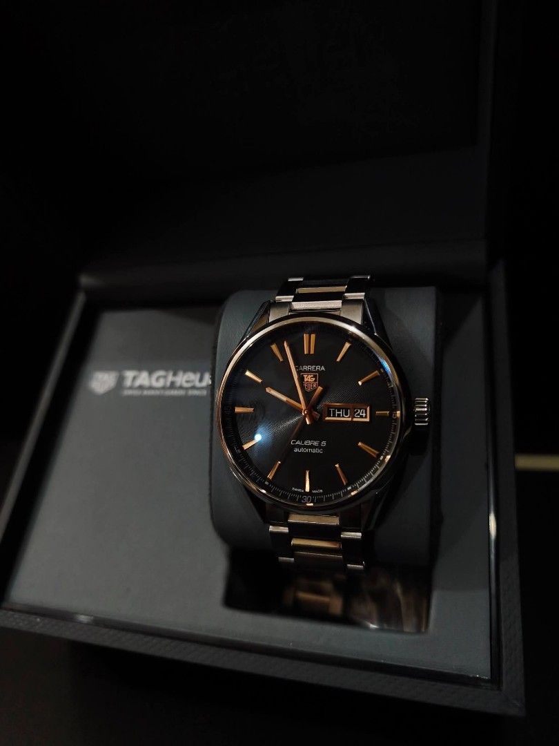 Tag Heuer Carrera (Category: Luxury Watches) located in Manila. Submitted by .gwatchesph. (Listing ID 1467291165, Image 2). Description: ⌚ FOR SALE: TAG Heuer Carrera Automatic 41mm — WAR201C 🖤 Dress Watch | Black Dial / Rose Gold Accents Model: TAG Heuer Carrera Automatic 41mm Reference: WAR201C Year: 2021 Condition: 9.5/10 — like new Set: Complete set Double box Manuals Guarantee card Foreign AD Specifications: Case Size: 41mm Bezel: Fixed Ste