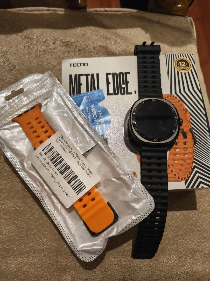 Tecno watch Neo 2 (Category: Wearables & Smart Watches) located in Manila. Submitted by bravefox_31b6f5 (Listing ID 1467286738, Image 1). Description: - Brand: Tecno Watch Neo 2 - Display: 1.43" AMOLED with AI watch faces - Design: Metal edge with sleek modern look - Straps: Includes extra interchangeable straps in black and orange - Condition: slightly used in box still with warranty Meet Up: Angono Rizal Shipping available at buyers expense.