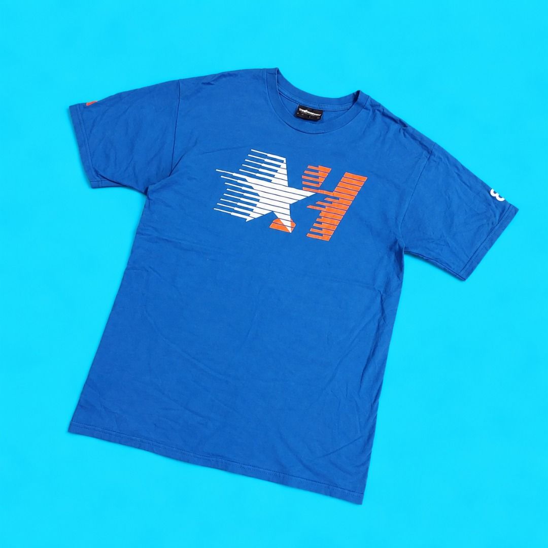 The Hundreds Blue Graphic T-Shirt (Category: Tshirts & Polo Shirts ) located in Cebu City. Submitted by thrift.thriftly (Listing ID 1467324593, Image 1). Description: size: medium dimes: 19.5x28.5 condition: excellent color rate: 9.8/10 issues: sign of use, hairline cracks .
