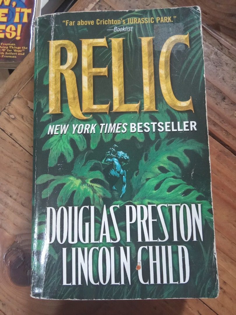 The relic by Preston and child (Category: Storybooks) located in Pasig City. Submitted by teebeedeee (Listing ID 1467362128, Image 1). Description: preowned paperback copy complete pages plastic covered.pages have yellowed due to storage and no visible penmarks for meetups in pasig rotonda or jnt shipping or lalamove grab payment via gcash or lalamove grab or unionbank .