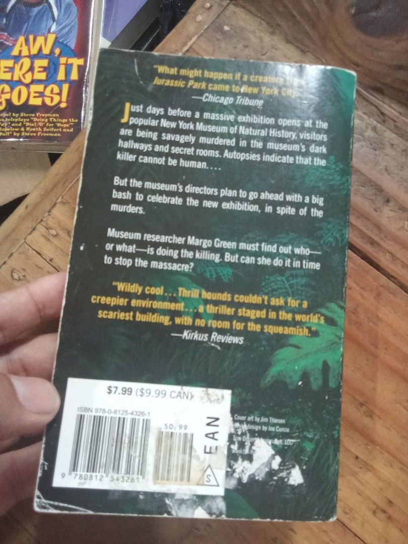 The relic by Preston and child (Category: Storybooks) located in Pasig City. Submitted by teebeedeee (Listing ID 1467362128, Image 2). Description: preowned paperback copy complete pages plastic covered.pages have yellowed due to storage and no visible penmarks for meetups in pasig rotonda or jnt shipping or lalamove grab payment via gcash or lalamove grab or unionbank .