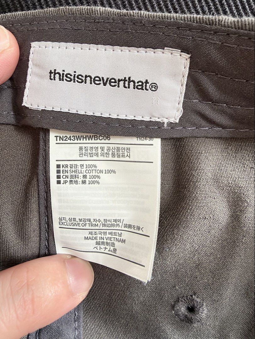 thisisneverthat Embroidered Logo Cap – Charcoal (Category: Caps & Hats) located in Manila. Submitted by juliansthings (Listing ID 1467185802, Image 2). Description: thisisneverthat Embroidered Logo Cap – Charcoal Authentic thisisneverthat cap purchased in Korea in 2024. - Color: Charcoal - Material: 100% cotton - White embroidered front logo - Adjustable strap at the back - Pre-loved. Please refer to photos for the actual condition. Selling becau