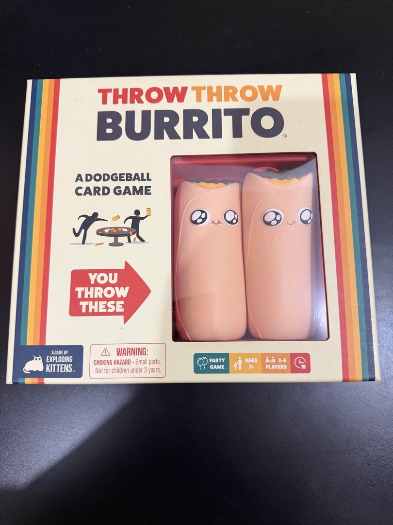 Throw Throw Burrito Board Game (Category: Board Games & Puzzles) located in Taguig. Submitted by ailaflores39355 (Listing ID 1467215646, Image 1). Description: Preloved Throw Throw Burrito board game Only played once In excellent condition Meetups within McKinley Hill or shipping c/o buyer.