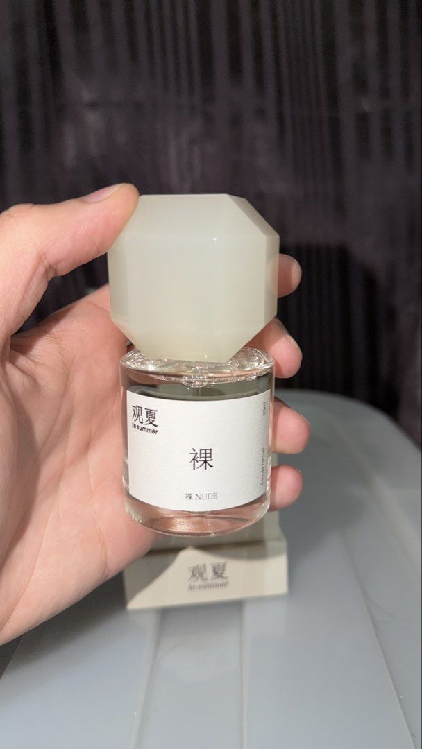 To Summer Nude Eau de Parfum 30ml (Category: Fragrance & Deodorants) located in Cainta. Submitted by coolwhale.804534 (Listing ID 1467338455, Image 2). Description: - Brand: To Summer Nude Eau de Parfum - Size: 30ml full bottle - Condition: Like new with original outer box and intact spray nozzle - Scent Profile: Fresh, clean, with subtle floral and skin musk notes - Design: Heavy glass bottle featuring a unique faceted cap - Perfect as an everyd