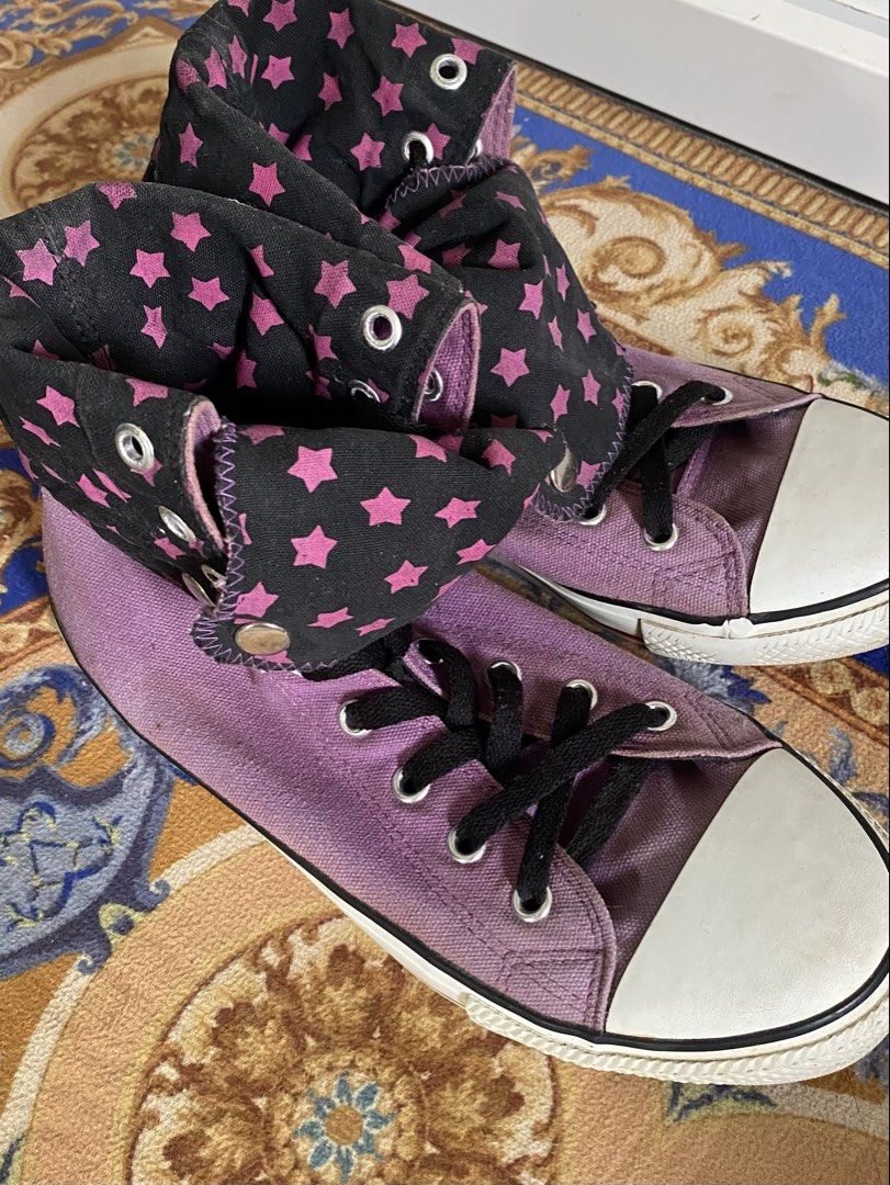 top star high-cut purple shoes (Category: Sneakers) located in Minalabac. Submitted by binx.xoxo (Listing ID 1467243532, Image 3). Description: 🧷sole size: 10.5 in (fits size 8-8.5) 🧷swipe for flaws .