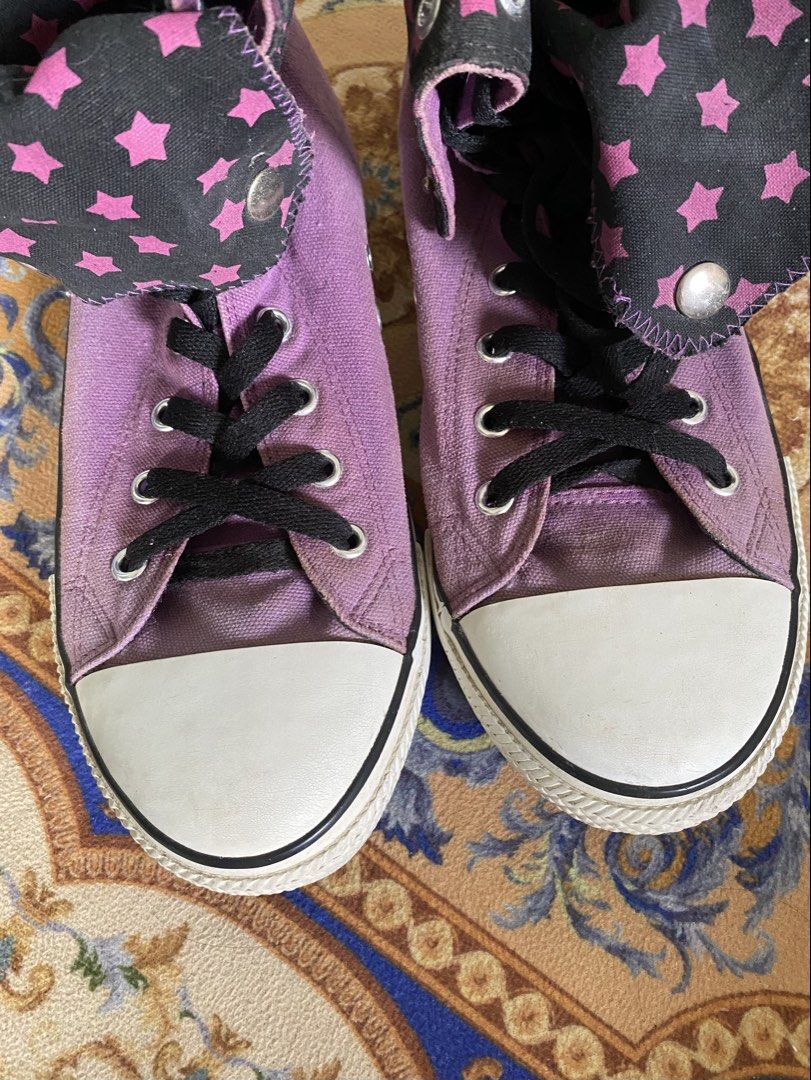 top star high-cut purple shoes (Category: Sneakers) located in Minalabac. Submitted by binx.xoxo (Listing ID 1467243532, Image 2). Description: 🧷sole size: 10.5 in (fits size 8-8.5) 🧷swipe for flaws .