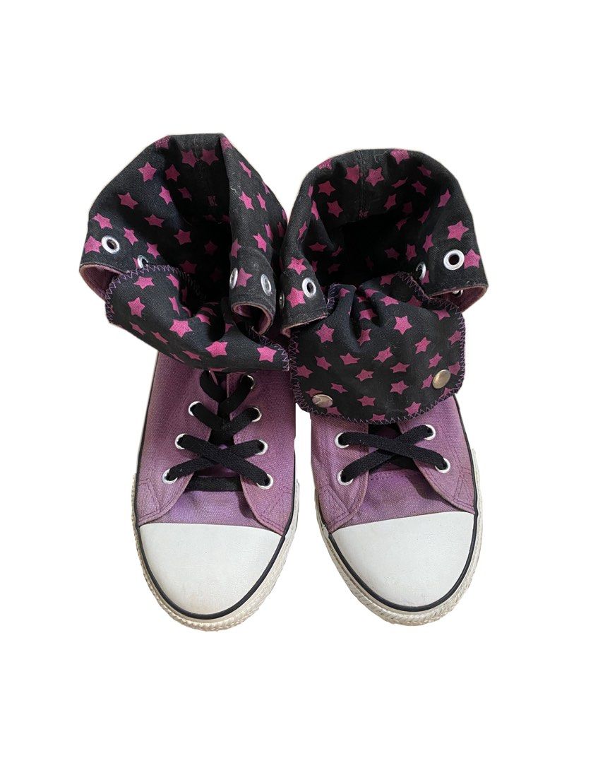 top star high-cut purple shoes (Category: Sneakers) located in Minalabac. Submitted by binx.xoxo (Listing ID 1467243532, Image 1). Description: 🧷sole size: 10.5 in (fits size 8-8.5) 🧷swipe for flaws .