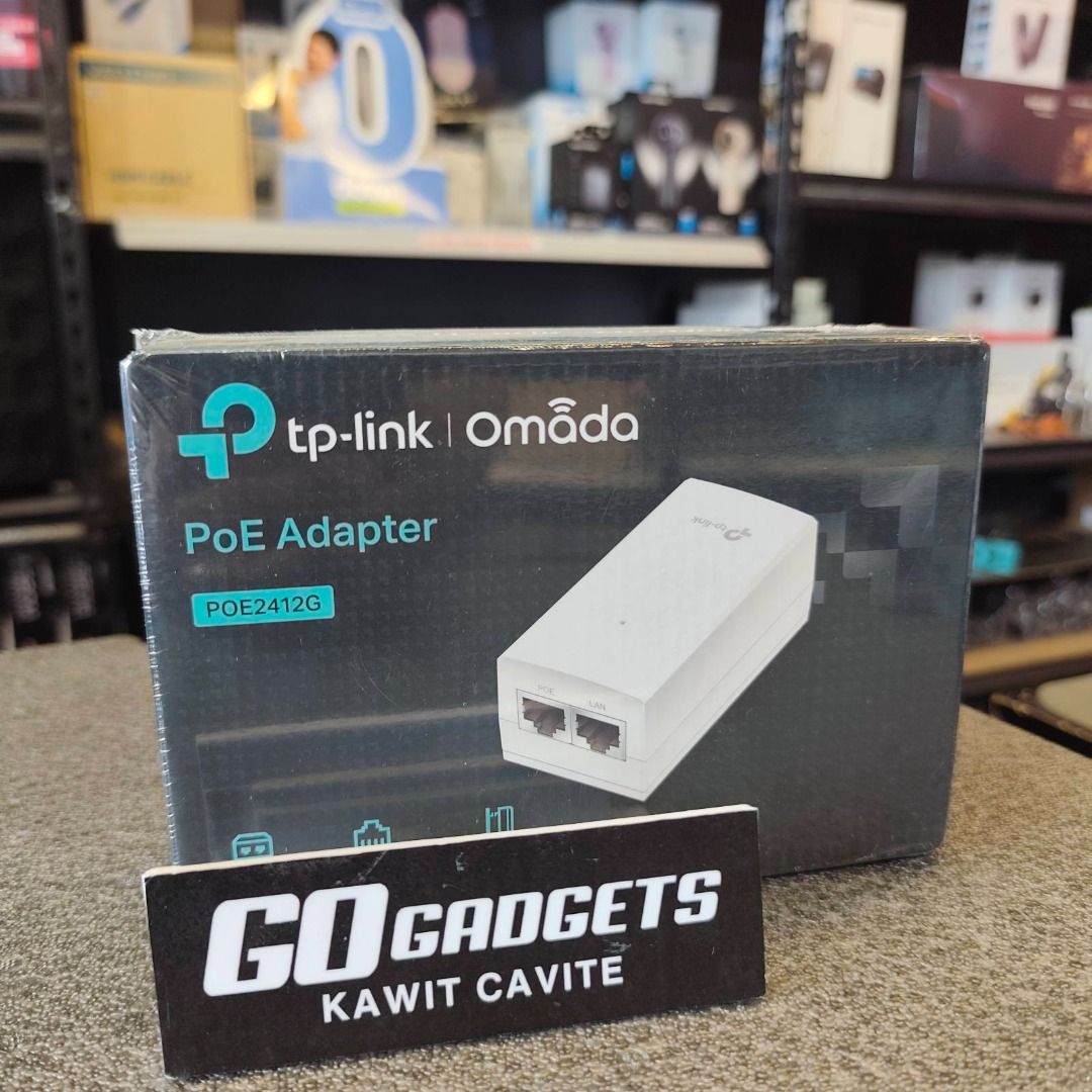 TP-Link Omada PoE Adapter POE2412G (Category: Cables & Adaptors) located in Cavite. Submitted by jerickher83429 (Listing ID 1467232697, Image 1). Description: - Brand: TP-Link Omada - Model: POE2412G - Condition: Brand new, factory sealed in original plastic film - Type: Gigabit Power over Ethernet (PoE) injector - Source: Fresh from store shelf, 100% untouched - Ready for fast setup and reliable network power.