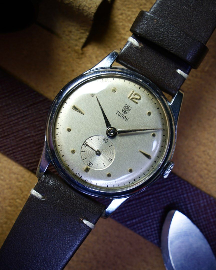 Tudor 709 Vintage Watch - 1948 (Category: Men's Watches) located in Mandaluyong City. Submitted by watchcraftph (Listing ID 1467339430, Image 1). Description: ❗️For Sale ❗️ [ON HAND] TUDOR 709 Vintage Watch w/ small seconds Reference: 709 Year: 1948 Genuine Pre-owned Vintage Watch Spec Sheet: ✔️34mm stainless steel case ✔️39.5mm lug to lug ✔️Tudor cal 59 hand wind movement ✔️AM leather strap ✔️Swiss Made Watch and hard shell case box DM for Inqui