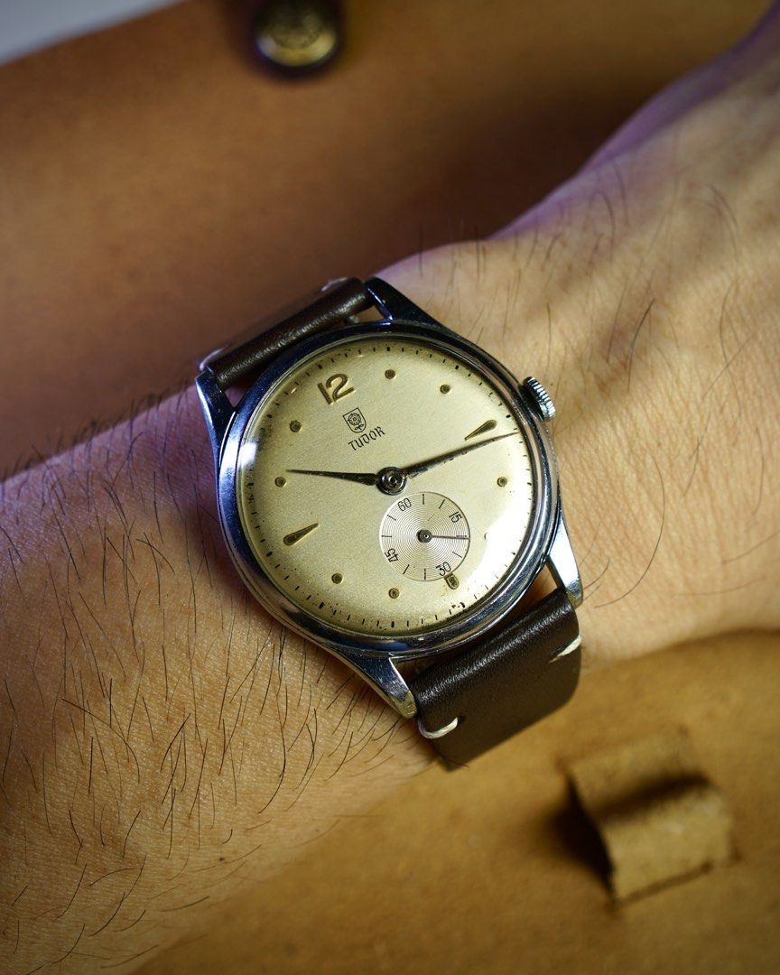 Tudor 709 Vintage Watch - 1948 (Category: Men's Watches) located in Mandaluyong City. Submitted by watchcraftph (Listing ID 1467339430, Image 2). Description: ❗️For Sale ❗️ [ON HAND] TUDOR 709 Vintage Watch w/ small seconds Reference: 709 Year: 1948 Genuine Pre-owned Vintage Watch Spec Sheet: ✔️34mm stainless steel case ✔️39.5mm lug to lug ✔️Tudor cal 59 hand wind movement ✔️AM leather strap ✔️Swiss Made Watch and hard shell case box DM for Inqui