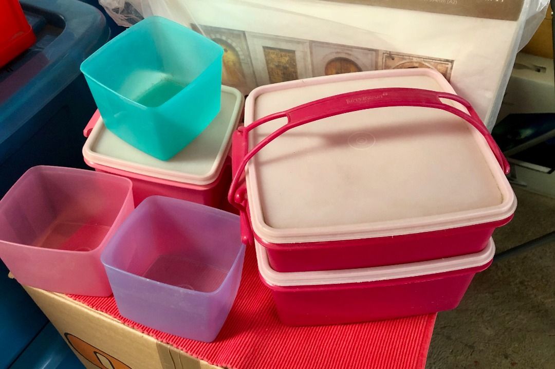 Tupperware Stackable Picnic Box and Storage Container Set (Category: Food Organization & Storage) located in Calamba. Submitted by marjoh29436 (Listing ID 1467253908, Image 1). Description: A complete set of Tupperware like storage containers / lunch box and picnic set with matching secure lids and handle, includes 4 cups, 4 plates with 4 spoon and 4 forks. Ideal use for meal prep, outdoor picnics, food storage and pantry organization. Durable ma