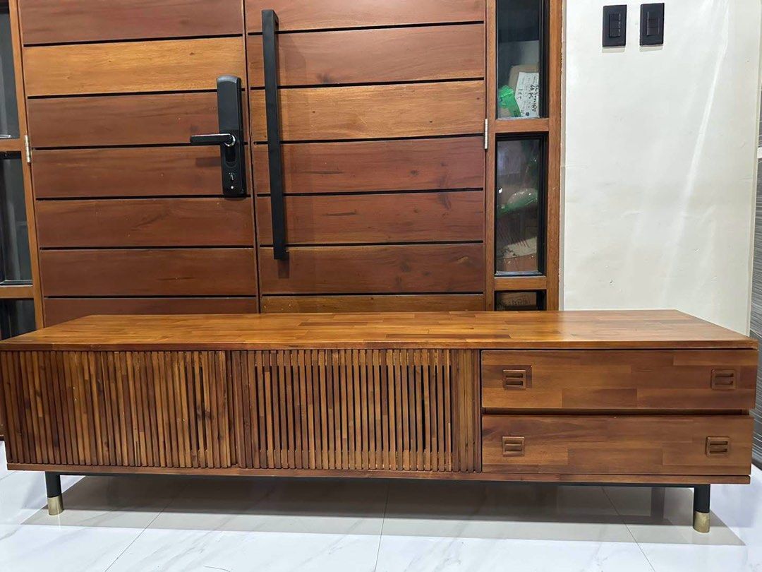 TV STAND ‼️ (Category: Announcements) located in Manila. Submitted by nanzkie_2015 (Listing ID 1467293844, Image 2). Description: All Modern Dakota 71" Acacia TV Stand *MCM TV console *steel iron stand *good as new.