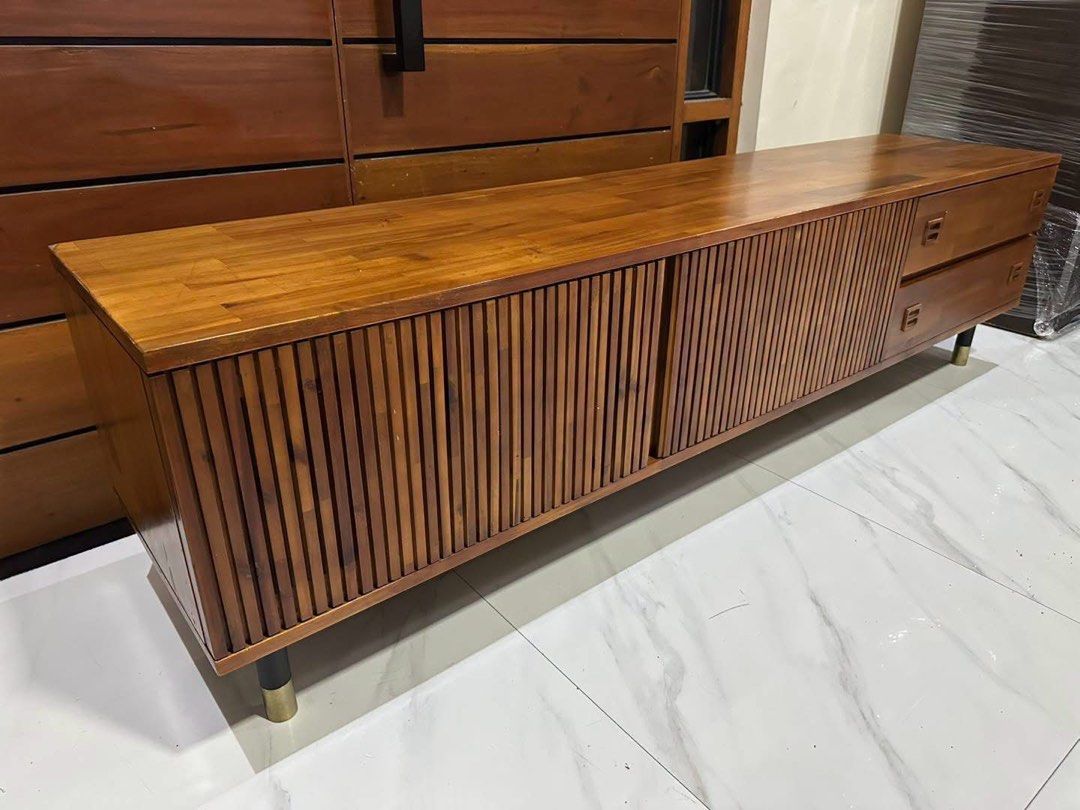 TV STAND ‼️ (Category: Announcements) located in Manila. Submitted by nanzkie_2015 (Listing ID 1467293844, Image 3). Description: All Modern Dakota 71" Acacia TV Stand *MCM TV console *steel iron stand *good as new.