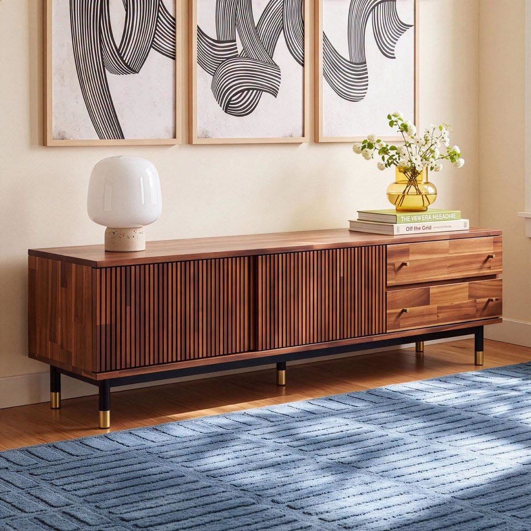 TV STAND ‼️ (Category: Announcements) located in Manila. Submitted by nanzkie_2015 (Listing ID 1467293844, Image 1). Description: All Modern Dakota 71" Acacia TV Stand *MCM TV console *steel iron stand *good as new.