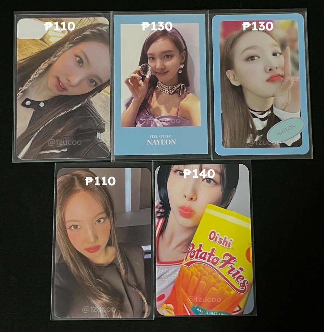 TWICE Nayeon Photocards (Category: K-Wave Merchandise) located in Manila. Submitted by myoriii (Listing ID 1467236587, Image 1). Description: Discounted if take all Own pulls MOP: Gcash/Mari RFS: downsizing.