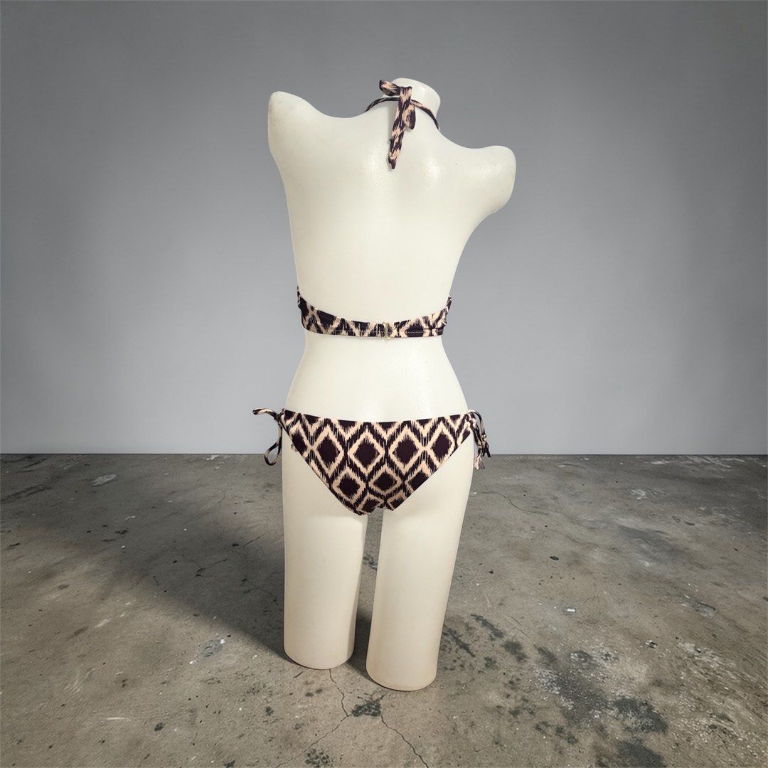 Two-Piece Halter Bikini Set Black and Beige Geometric Pattern (Category: Bikinis & Swimsuits) located in Santa Cruz. Submitted by homedecluttersale (Listing ID 1467246261, Image 2). Description: •Bought in H&M Japan 🇯🇵 • Used / Excellent condition • Fits Large to XL • Photos taken using mannequin only 🚚 Shipping via J&T only 📦 Shipping fee to be shouldered by buyer 💳 Mode of payment: GCash 📍 Santa Cruz, Laguna.