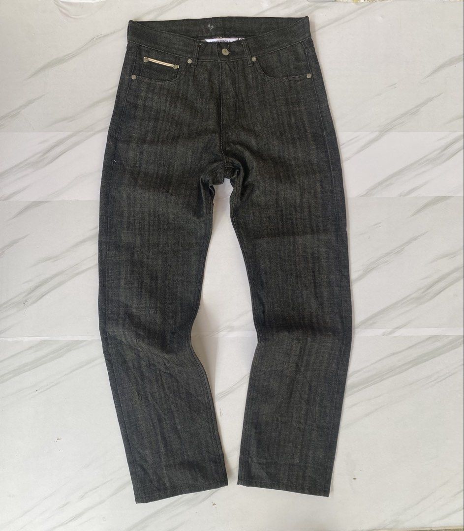 UNIFORM BRIDGE selvedge denim pants raw black (Category: Jeans) located in Zamboanga. Submitted by ak.hunt (Listing ID 1467234439, Image 1). Description: -size small Measurements Waist 32 Length: 42 Inseam: 32 Rise:11 Thigh 11.5 Leg Opening 8 Condition: excellent Issue:none Price: 2100+sf Pm.