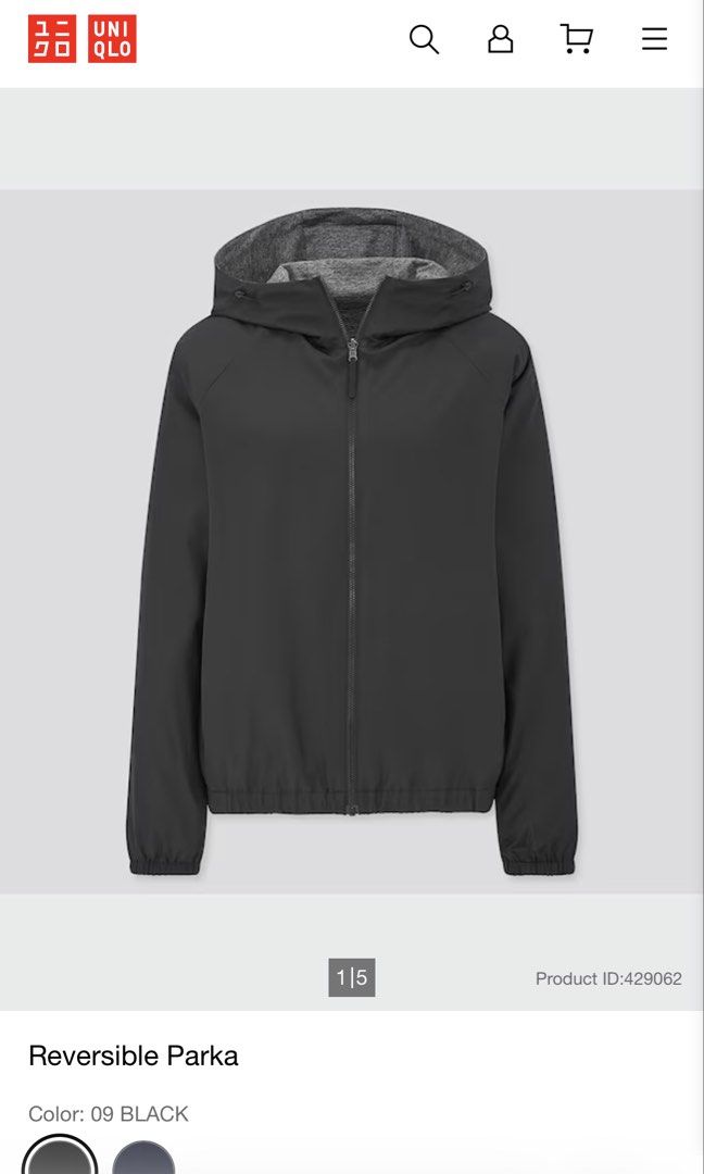 Uniqlo Reversible Jacket (Category: Coats, Jackets and Outerwear) located in Pasig City. Submitted by roadtominimalism09 (Listing ID 1467274794, Image 2). Description: No flaws. RFS: Dami kong jacket Size: Small 19 x 19 inches .