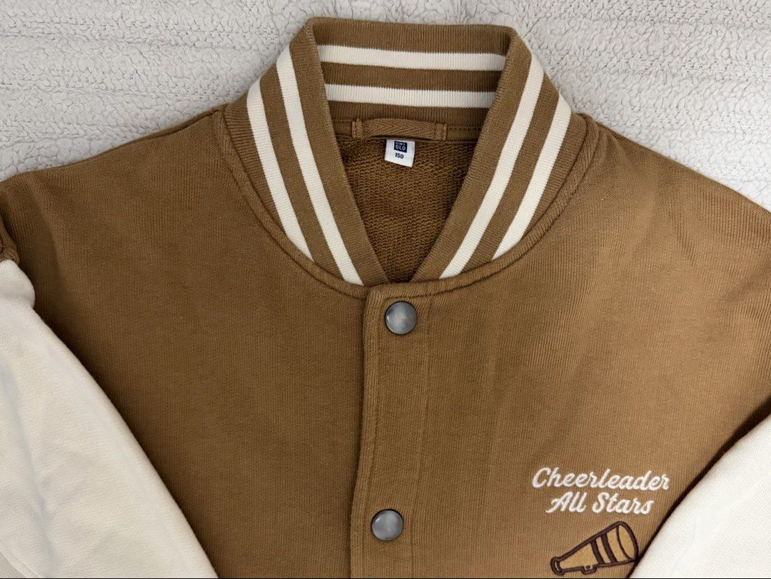 Uniqlo Varsity Jacket size 150 (Category: Babies & Kids Fashion) located in Angono. Submitted by thebudgetwardrobe (Listing ID 1467301214, Image 3). Description: .
