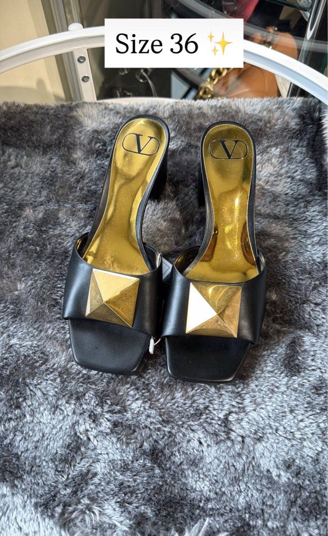 Valentino One Stud Black Sandals 36 (Category: Sandals) located in Quezon City. Submitted by loolubelle (Listing ID 1467180364, Image 1). Description: Valentino One Stud block sandals Black EU36 Includes its box and dustbag With sole protectors (to match the colors of their original base so it’s tan for the ball of the foot (outsole) and black for the heel like the original before I had the sole protectors) Soft and comfortable for all-day wear, 