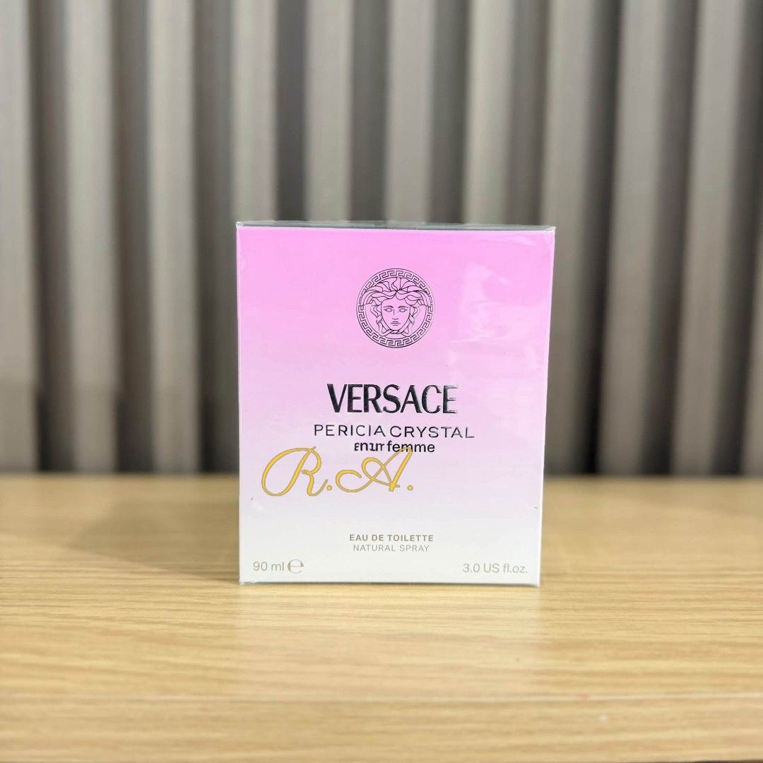 Versace Pericia Crystal Eau De Toilette 90ml (Category: Fragrance & Deodorants) located in Manila. Submitted by rhona30antiquera (Listing ID 1467226915, Image 1). Description: - Brand: Versace - Fragrance: Crystal Noir - Type: Eau de Toilette (EDT) Natural Spray - Size: 90ml / 3.0 US fl. oz. - Condition: Brand new, unopened, and sealed in plastic film - Packaging: Pink and white box with iconic Medusa logo - Ideal for gifting or daily wear.