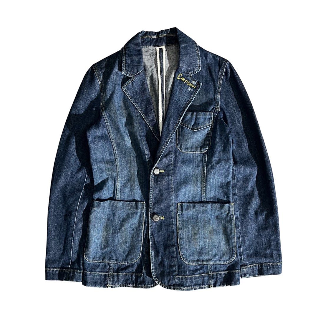 Vintage Chevignon Denim Tailored Jacket (Category: Coats, Jackets and Outerwear) located in Daraga. Submitted by th3cliquejunks (Listing ID 1467232360, Image 1). Description: Vintage Chevignon Denim Tailored Jacket Size Medium to Large Good Condition No major flaw, Need Wash only. Measurement: Pit to pit: 19” Length: 28” - 1,580 Dm!.