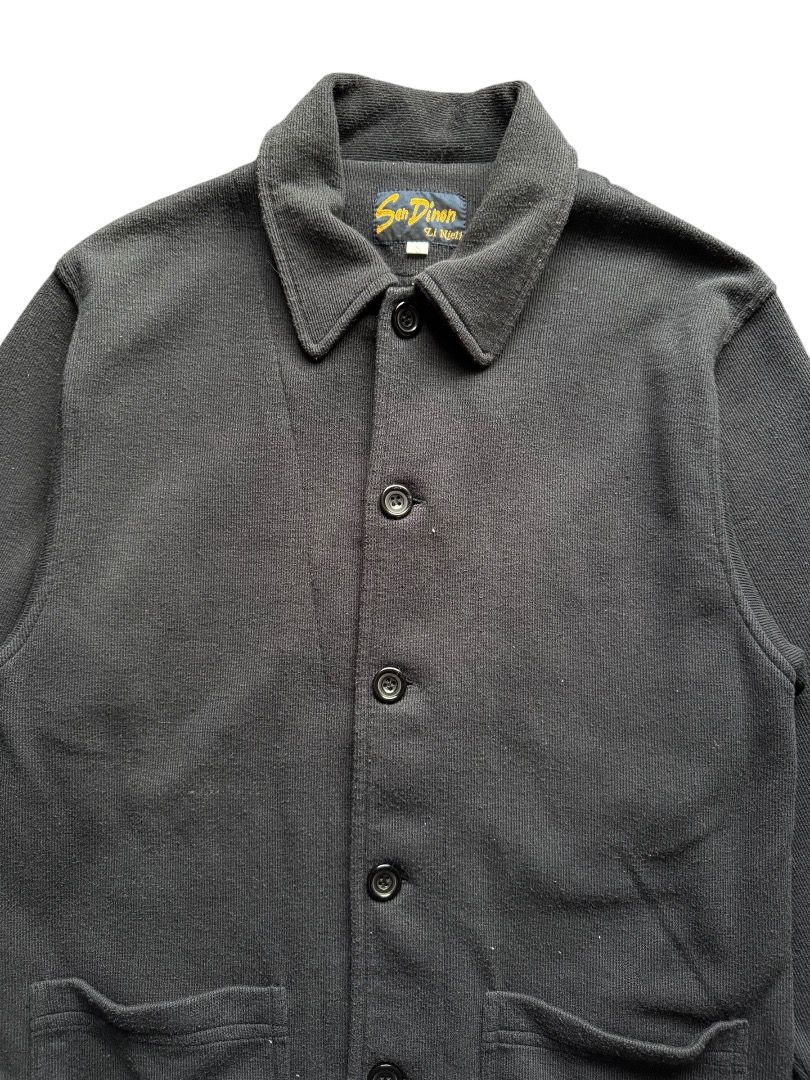 Vintage Grey Knit Button-Up Jacket with Pockets (Category: Coats, Jackets and Outerwear) located in Pasig City. Submitted by hoardwrld (Listing ID 1467178794, Image 2). Description: Width: 18.5 Length: 28 - Color: Grey - Material: Textured heavy knit - Design: Classic shirt collar with front button closure - Pockets: Two large lower front patch pockets - Cuffs: Long sleeves with ribbed cuffs - Build: Clean construction and solid quality.