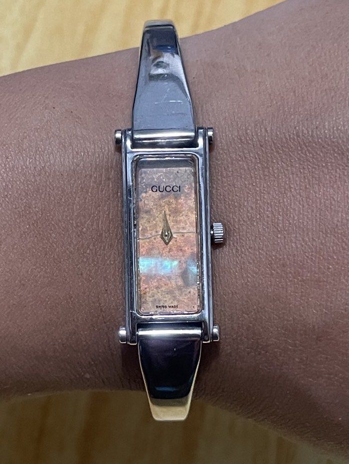 Vintage Gucci 1500L Bangle Watch (Category: Women's Watches) located in Taguig. Submitted by tester1x (Listing ID 1467270249, Image 2). Description: AS IS BUNDLE ( need pa service & put battery ) Vintage Gucci 1500L ( 3pcs ) Bangle Watch Swiss Made 1500L Quartz Mother of Pearl Dial All Stainless Steel 6.5 up to 7inch wrist size.