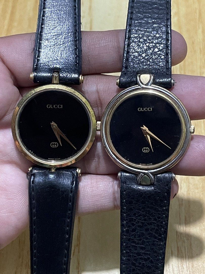 Vintage Gucci Swiss Quartz (Category: Women's Watches) located in Taguig. Submitted by tester1x (Listing ID 1467274588, Image 1). Description: AS IS BUNDLE ( need pa service & put battery ) Vintage Gucci Swiss Made 4500 M 084 - 629 Quartz Gold Tone Case Twotone Bezel 31mm Replacement Leather Strap Replacement Buckle Vintage Gucci Swiss Made 2000 M Quartz Gold Plate Stainless Steel Case 30mm Replacement Leather Strap Replacement Buckle .