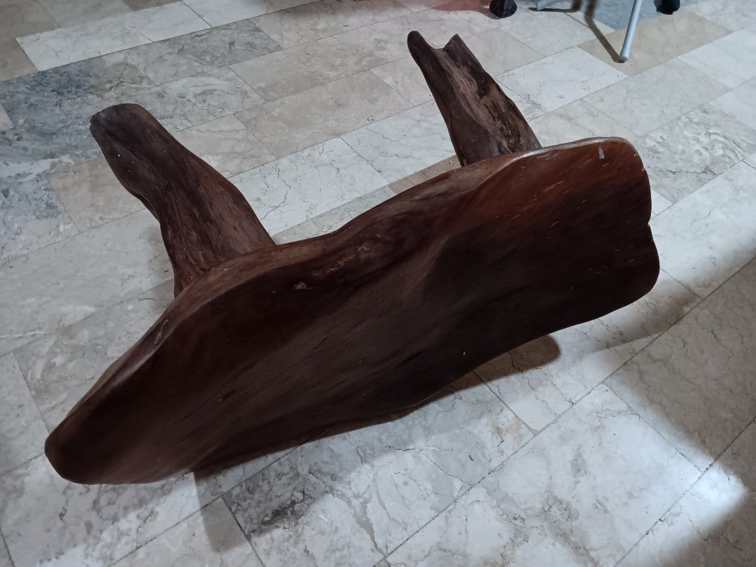 Vintage Molave bench, super sale!!! (Category: Tables & Sets) located in Las Pinas. Submitted by jesus1smysavi0r (Listing ID 1467208993, Image 3). Description: - Molave wood piece with a polished top surface - Natural live edges and unique root branch legs for an organic look - Heavy, sturdy, and durable build - Rich dark brown wood grain with natural knots and variations - Perfect statement piece for your living room or entryway.