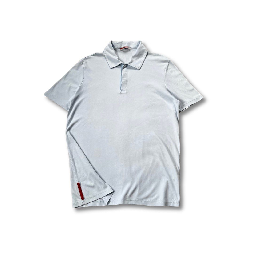 Vintage Prada Polo Shirt (Category: Luxury Apparel) located in Panabo. Submitted by curated.dept (Listing ID 1467275625, Image 1). Description: size medium 21 width, 27 length excellent condition 9.5/10 color rate flawless/no issues PRICE: ₱2000 free shipping.