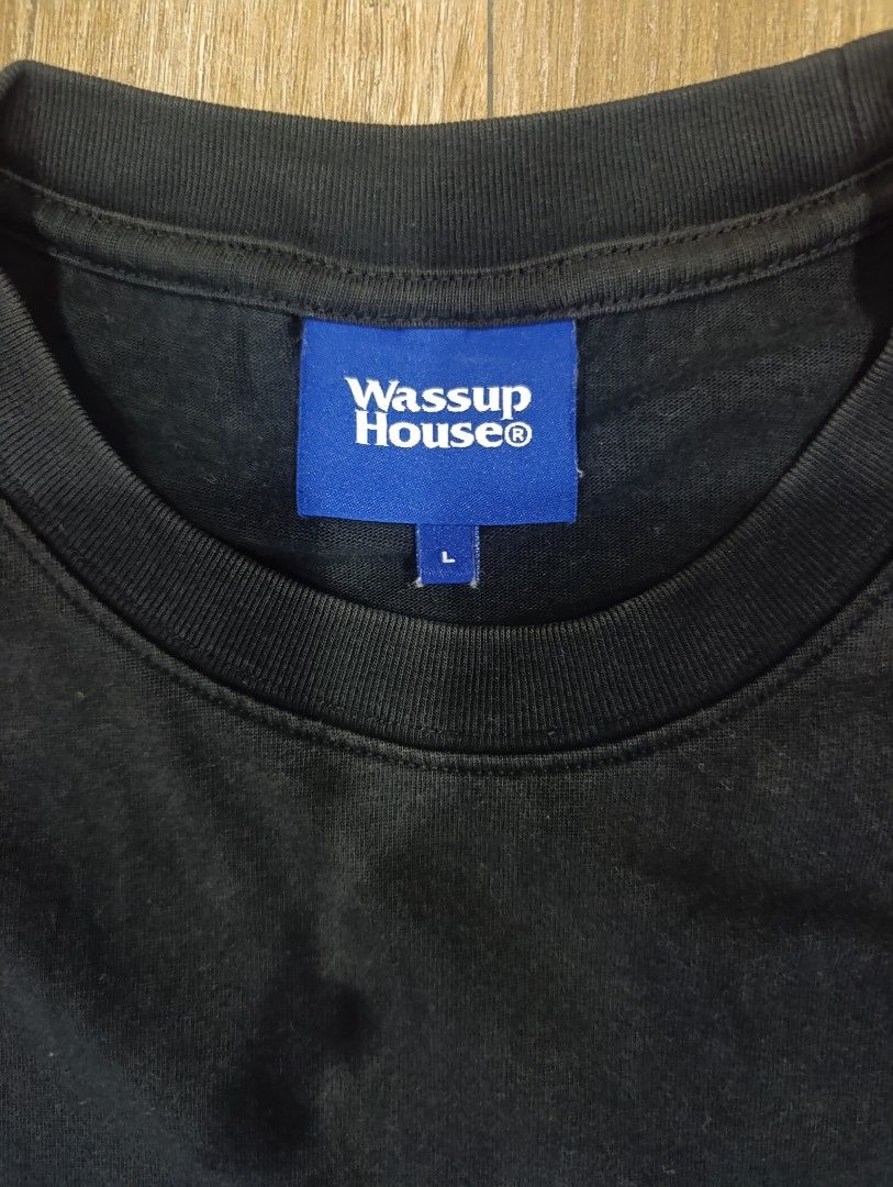WASSUP HOUSE PURPLE TEXT TEE (Category: Tshirts & Polo Shirts ) located in Angeles City. Submitted by kc_archvs (Listing ID 1467350510, Image 2). Description: Size on tag: L Dimes: 22x28 850php if delivery +sf.