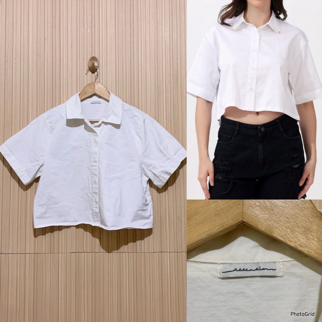 White denim boxy shirt (Category: Blouses) located in Koronadal. Submitted by gstyledforless (Listing ID 1467177280, Image 1). Description: .