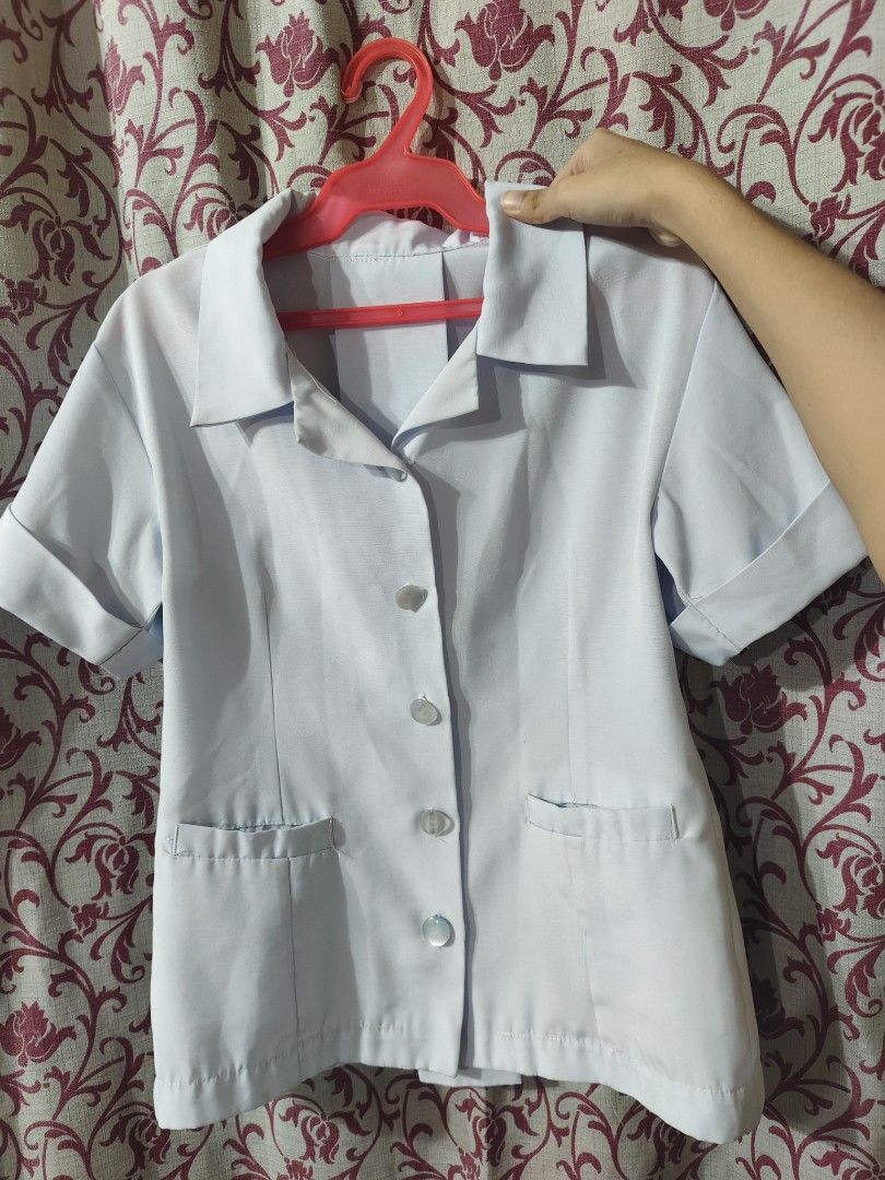 white nursing clinical uniform set (Category: Medical Supplies & Tools) located in Bulacan. Submitted by angel.decluttersx (Listing ID 1467296031, Image 2). Description: small size‼️ Waistline 25-26 inches ww provided (refer to photos pls) for small bodyframe complete buttons‼️ ‼️no issue‼️ in excellent condition pinatahi purchased first ₱1,500.