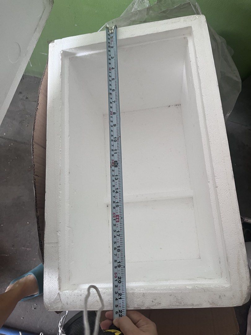 White Styrofoam Box Container Storage Cooler Box (Category: Storage Boxes & Baskets) located in Manila. Submitted by rosechan429 (Listing ID 1467321161, Image 3). Description: 3 pcs new 1 pc used - Thick white styrofoam box suitable for storage or keeping items cool - Dimensions: ~13 inches by 11 inches top opening, ~20 inches total length - Deep compartment with clean interior walls - Solid build with sturdy walls for extra protection - Perfect 