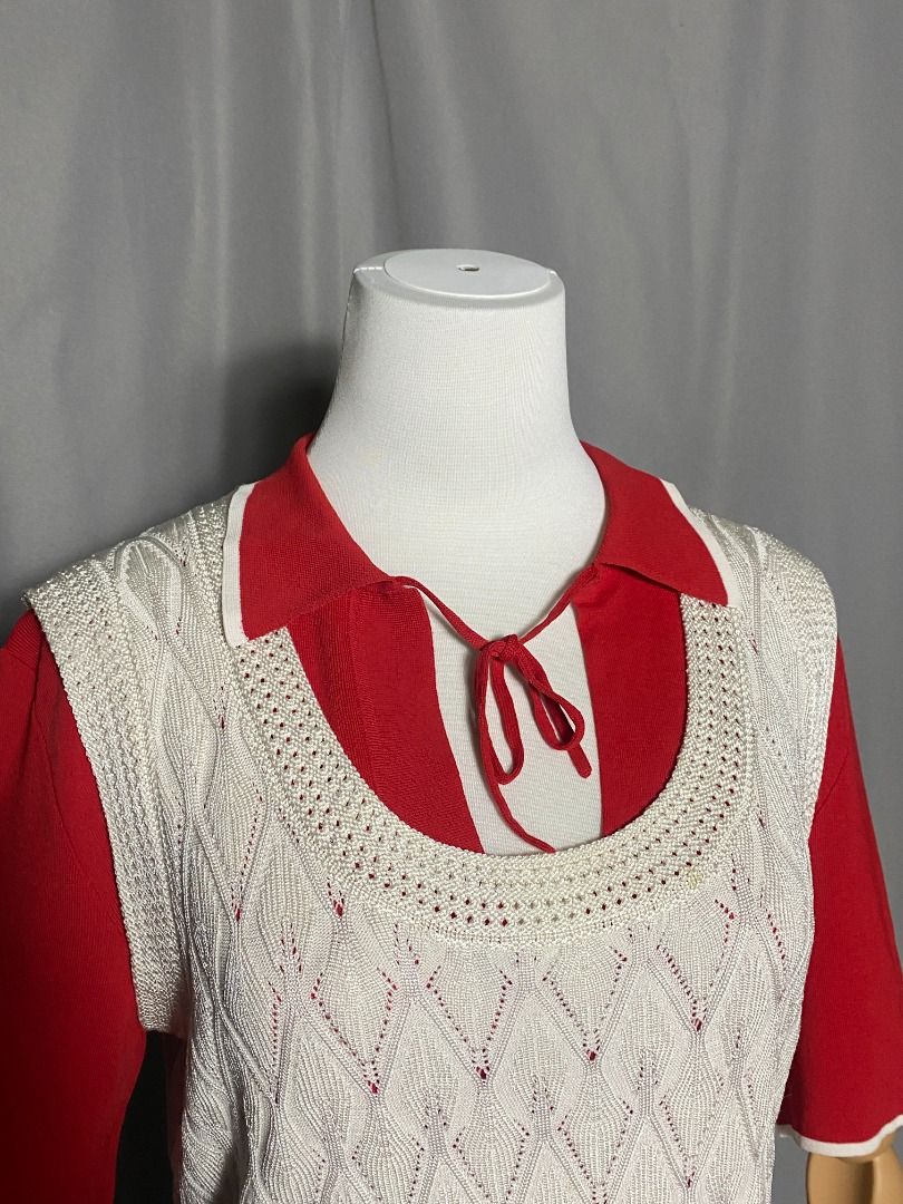 White textured knit sweater vest (Category: Coats, Jackets and Outerwear) located in Las Pinas. Submitted by ipickyou (Listing ID 1467341571, Image 2). Description: Unwashed Condition: 10/10 𝗠𝗲𝗮𝘀𝘂𝗿𝗲𝗺𝗲𝗻𝘁𝘀 𝘄𝗵𝗲𝗻 𝗹𝗮𝗶𝗱 𝗳𝗹𝗮𝘁: -Armpit to armpit: 17 1/2” -Length: 24” .
