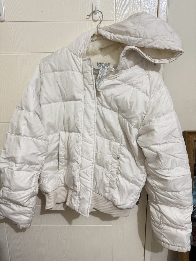 Winter jackets for take all (Category: Coats, Jackets and Outerwear) located in Manila. Submitted by ceejay.14 (Listing ID 1467328974, Image 2). Description: 1. From Japan’s Workman: Wool-blend zip-up and collared jacket, upto semi L 2. Ralph Lauren White puffer jacket with hood, upto semi L. With stain sa dulo ng sleeves but can be removed by proper washing :) 3. From Viet Nam: Brown puffer jacket, S-M .