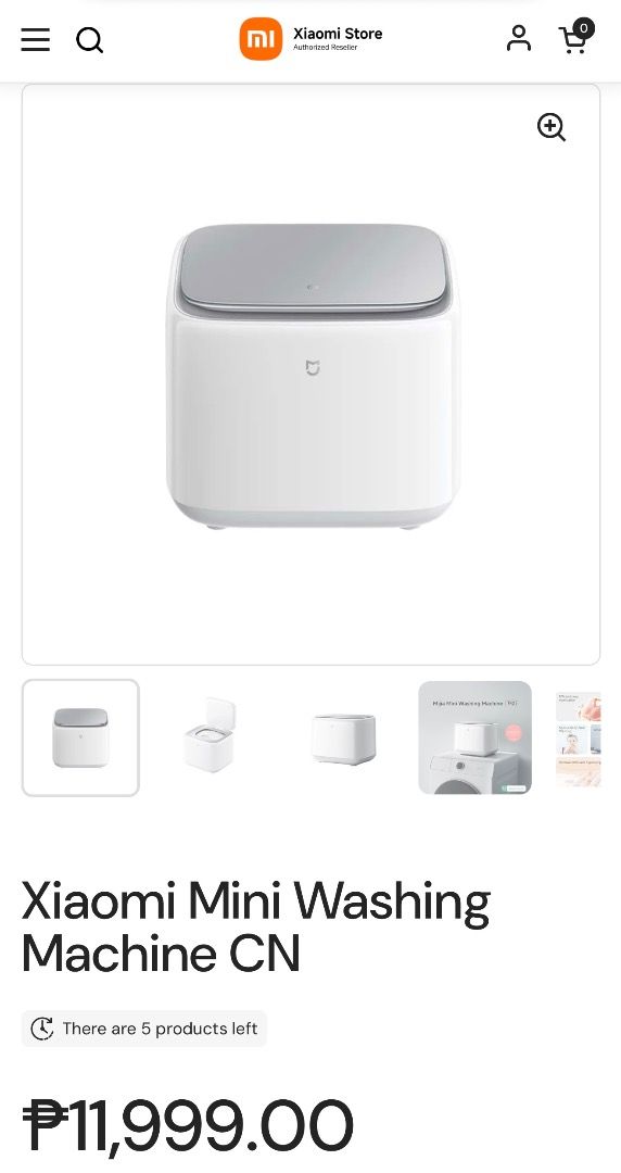 XIAOMI MINI WASHING MACHINE CN (Category: Washing Machines and Dryers) located in Mandaluyong City. Submitted by aizhaaya15295 (Listing ID 1467312355, Image 1). Description: Key Specifications & Features • Washing Capacity: 1 kg (ideal for underwear, baby clothes, or small delicate loads) • Sterilization & Temperature Modes: High-temperature modes including 90°C sterilization, 60°C anti-mite and hypoallergenic settings, and lower temperature/norm