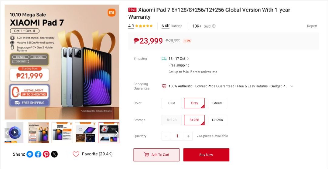 XIAOMI PAD 7 (Category: Android) located in Manila. Submitted by aguelmarkg13103 (Listing ID 1467172208, Image 3). Description: Xiaomi pad 7 8+256gb Gray 100% Battery Health/560cc No Hidden Issue, NO DENTS OR SCRATCHES BRANDNEW, BINUKSAN LANG. CAN PASS TO BRANDNEW No History of Repair COMPLETE PACKAGE UNIT CHARGER ORIGINAL BOX CASE FOR SALE OR SWAP TO MAYTAG WASHER Negotiable!!!.
